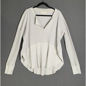 Free People Monterey Thermal Top Cotton Blend Thumb Hole Grey Women Small